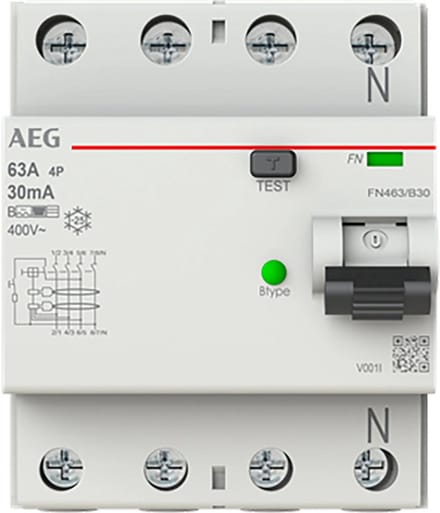 AEG aardlekschakelaar 4-polig 63A 30mA type B (FN463/B30)