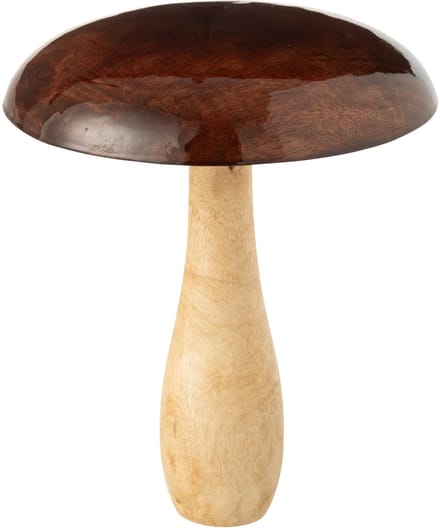 J-Line decoratie Paddenstoel Blinkend - hout - naturel/bruin - large