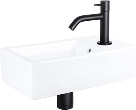 Differnz Force Fonteinset - Keramiek - Kraan gebogen mat zwart - 40 x 22 x 11.5 cm