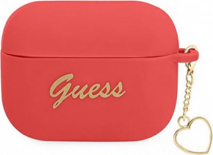 Guess Heart Silicone Case - Geschikt voor Apple Airpods Pro (1e Gen) - Rood