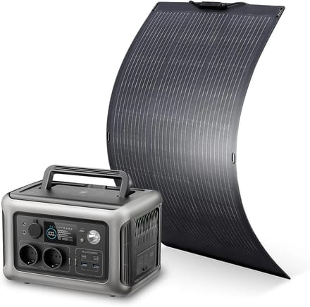 ALLPOWERS Solar Generator Kit 600W (R600 + SF100 100W Flexible Solar Panel) - R600+ SF100 Solar Panel 100W