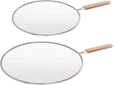 Secret de Gourmet Spatdeksels - 2x - RVS - universeel 25 en 28 cm - afgietdeksel