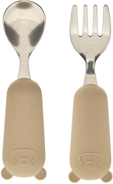 Atmosphera Yum Kinder Bestekset - Vork en Lepel - 8x17x2cm - Beige