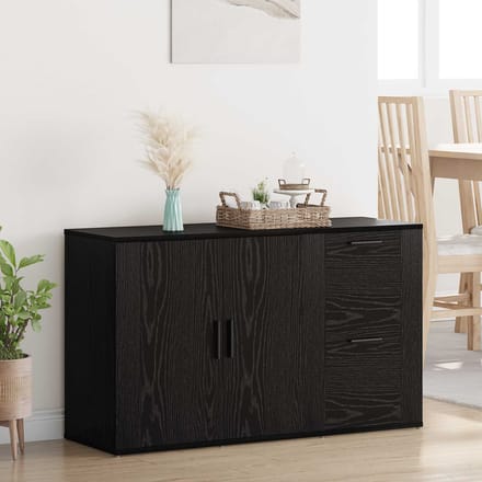vidaXL - Dressoir - Zwart - Eiken - 100 - x - 33 - x - 59.5 - cm - Bewerkt - hout