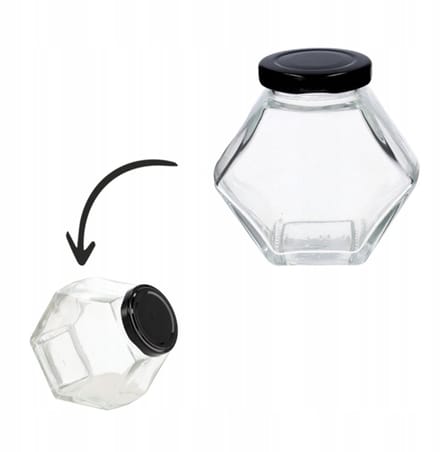 Zesijdige Glazen Pot 280ml met Deksel - Ideaal voor Honing & Jam