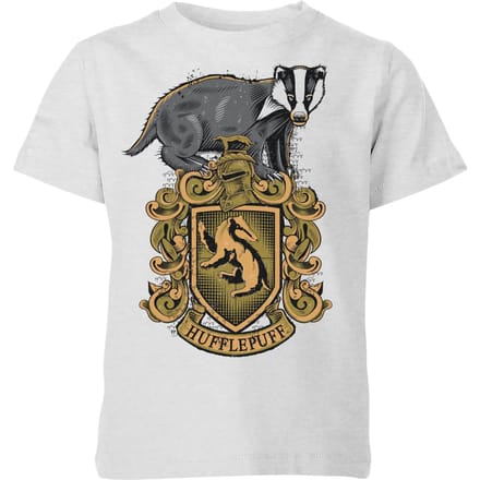 Harry Potter Hufflepuff Drawn Crest kinder t-shirt - Grijs - 98/104 (3-4 jaar)