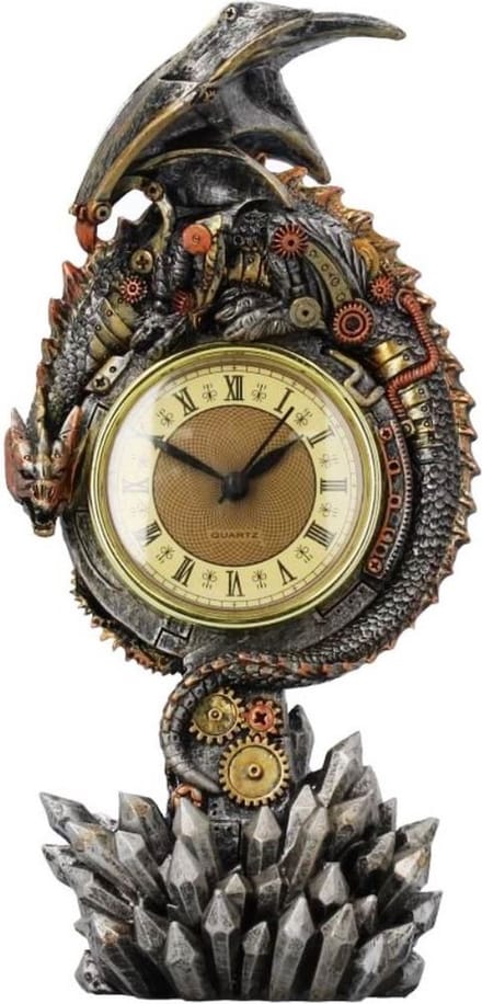 Nemesis Now -Tafelklok Clockwork Reign - Steampunk Draak - Mantel Klok  - Multicolor - 28cm x 13,5cm x 8,5cm