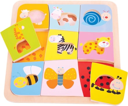 Bigjigs Wooden Animal Patterns Puzzle 9 pcs.