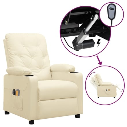 vidaXL - Massagestoel - elektrisch - kunstleer - crèmekleurig