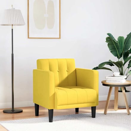 vidaXL - Fauteuil - met - armleuningen - Lichtgeel - 53 - cm - Stof