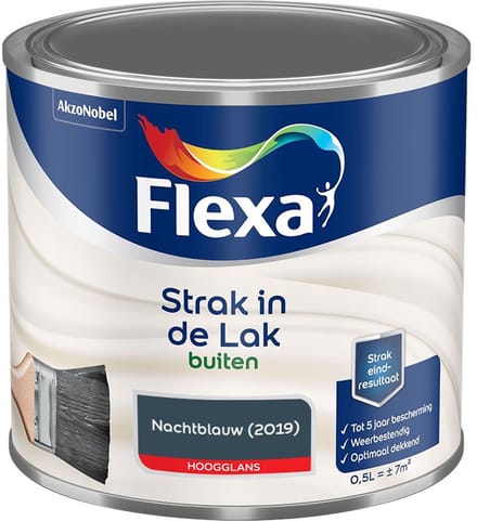 Flexa - Strak In De Lak Buitenlak Hoogglans - Nachtblauw - Mengverf - 500 Ml