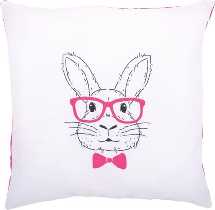 Borduurkussen kit Konijn met roze bril - Vervaco - PN-0155964