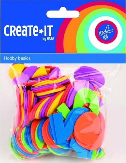 Hobby foam cijfers - multi kleuren - 100x - 3 cm - schuimrubber - DIY knutsel cijfers