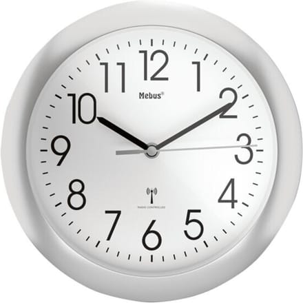 Mebus 52451 Wandklok Zendergestuurd 25 cm x 40 mm Zilver