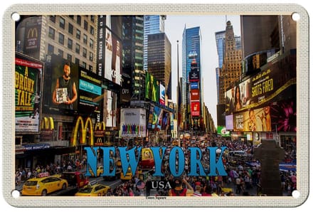 Blechschild Reise 18x12cm New York USA Times Square Zentrum Schild