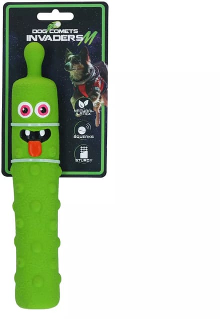 Dog Comets Hondenspeelgoed - Rubber Stick - Extra Sterk - Latex Invaders - 26 cm - Groen - M