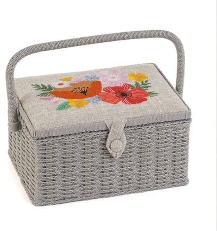 Medium Sewing Box w/Wicker Wildflowers - Embroidered Nom.: 42021299