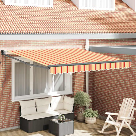 vidaXL - Electric - Awning - 3,5 - x - 2,5 - m - Geel - en - oranje - gestreept