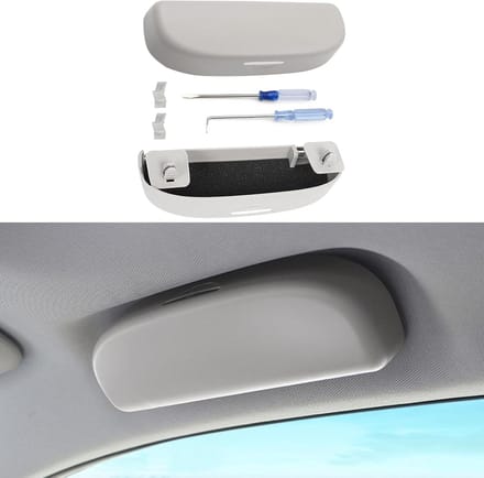 Zonnebrilhouder Auto - Brillendoos Organizer - Auto Interieur Opbergen - Automatisch Sluitend Design - One Size - Grijs