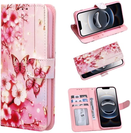 Cityhoesje - Bookcase - iPhone 17 Pro - Bloemen vlinder Rood