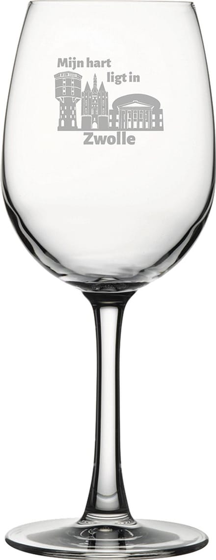 Gegraveerde witte wijnglas 36cl Zwolle