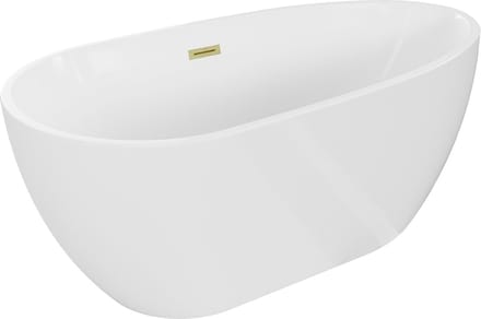 Mexen Eos vrijstaand bad 170 x 75 , wit, gouden geborstelde overloop - 52471707500-55