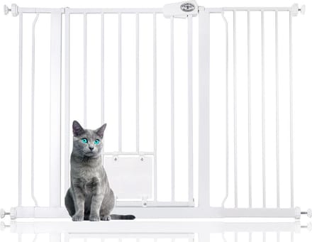 Bettacare Huisdierhek met Afsluitbaar Kattenluik, 113,8 - 121,4cm, Wit