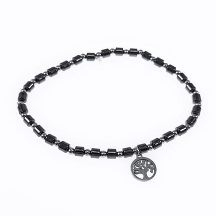 Levensboom Armband Dames - Hematiet Antraciet - RVS Kralen - Edelsteen - Kralenarmband