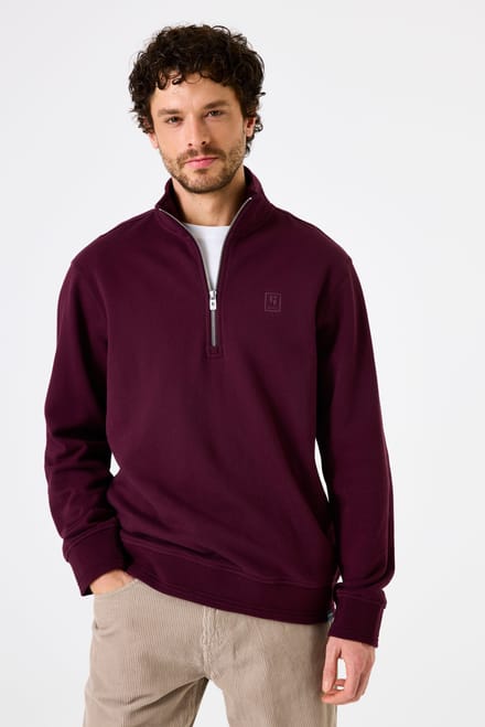 GARCIA Heren Effen Sweater Rood Lange mouw