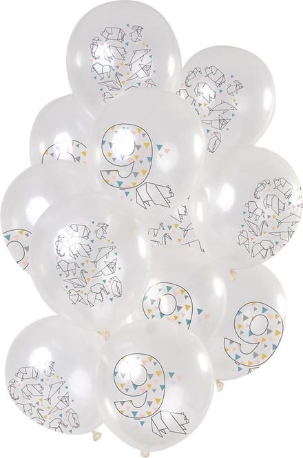 Ballonnen 9 Jaar Origami 30cm 12st