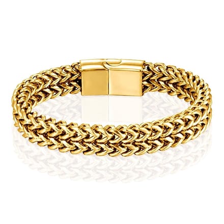LGT JWLS Heren Armband - Dubbele Curb Chain van Edelstaal, Goud-19cm