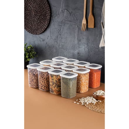 Asir - Opslagbox Set (12 stuks) - Wit - 10 x 16,5 x 10