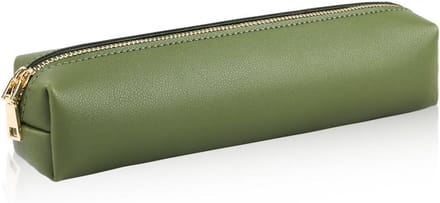 Leren Etui voor Pennen, Potloden en Make-up - Groen