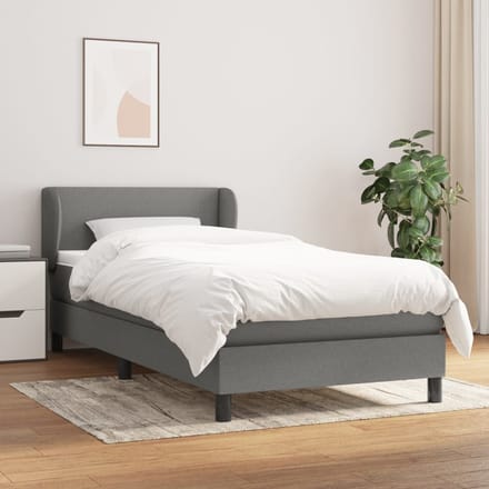 vidaXL - Boxspring - met - matras - stof - donkergrijs - 80x200 - cm