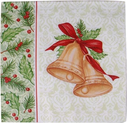 Kerst tafel servetten 40x st - 33 x 33 cm - Kerstbel print - lunch/diner servetten