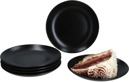 MamboCat Set van 6 Panther taartborden 20,3cm mat zwart steengoed
