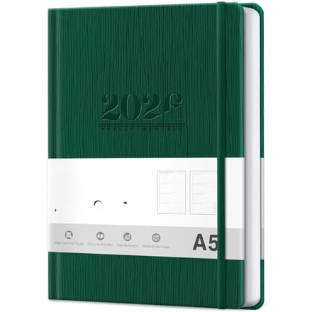 Famanu – Weekplanner 2026 A5 wekelijkse en maandelijkse planner groen