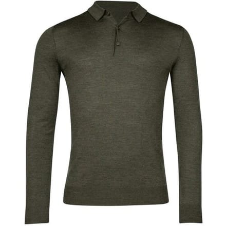 Baileys Trui Merino Pullover Polo Collar Buttons Single Knit Donker Groen / male
