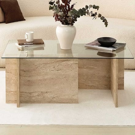 Asir - Salontafel - Travertijn - 105 x 65 x 40 cm