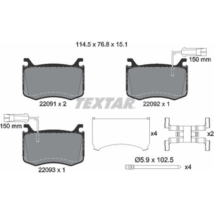 Remblokset TEXTAR 2209101, voor