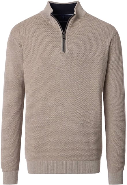 Casa Moda - Half zip trui - Heren - XL - Beige - Katoen - 454479000