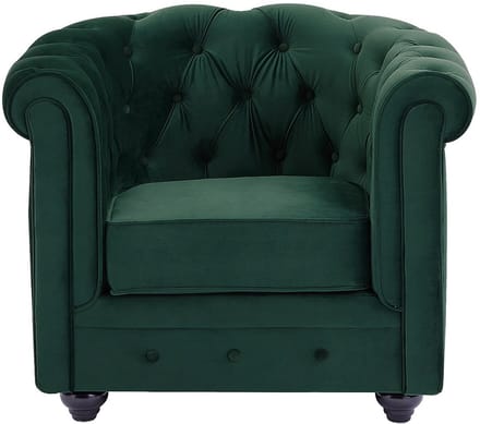 Vente-unique Fauteuil van groen velours CHESTERFIELD.