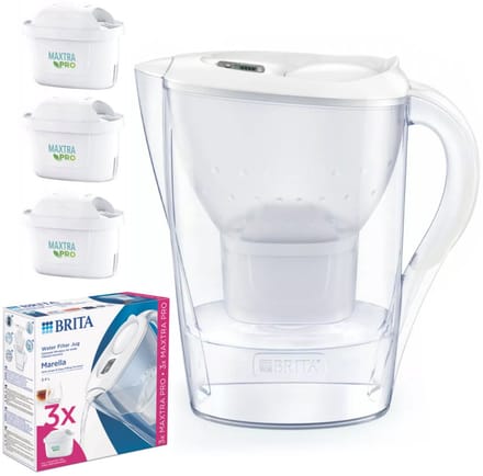 BRITA Marella - Waterfilterkan - 2.4L - Inclusief 3 Maxtra PRO filters - Wit