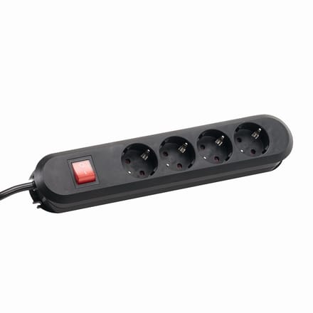 BACHMANN SMART 4xCEE7/3 1xSchakelaar 1,5m CEE7/7, zw, 381.130K