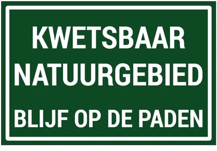 Kwetsbaar natuurgebied blijf op de paden sticker | 30 x 20 cm