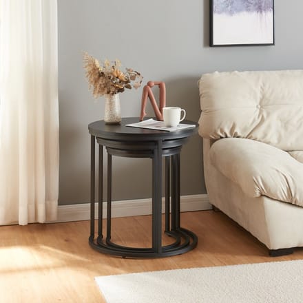 Bijzettafel Ulricehamn set van 3 zwart [en.casa]