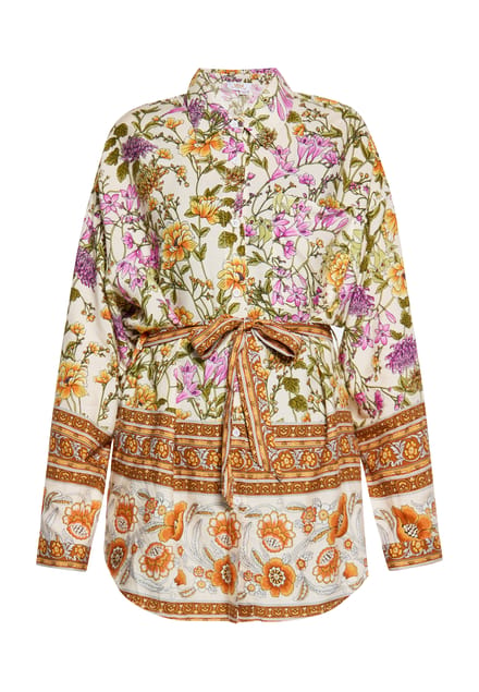 usha Blouse Dames Wol Wit Veelkleurig