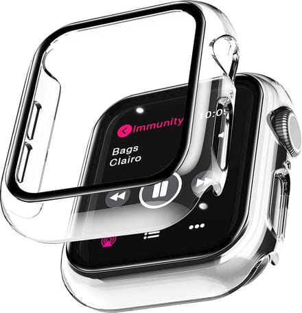 MY PROTECT - Hoesje Geschikt Voor Apple Watch 44mm - Bescherm Case & Screenprotector In 1 - Transparant