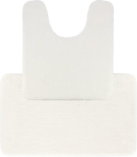 Tendance Badkamer Matten set Aquarius - wit - toilet en bad mat - hoogpolig - microfiber