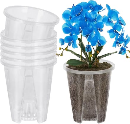 SolidKeus - Set van 6 Transparante Orchideeënpotten van 14 cm met Drainagegaten